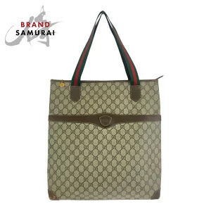Gucci Sherry Shoulder Bag Tote Beige Brown GG Supreme Canvas Leather